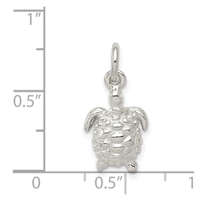 Sterling Silver Turtle Charm, 17 x 10mm