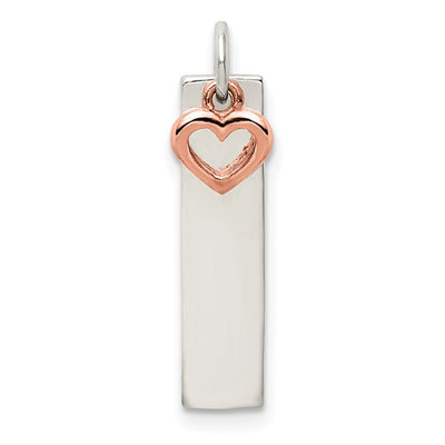 Sterling Silver & Rose-tone Bar & Heart Charm