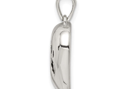 Sterling Silver Antiqued Heart Baby Foot Pendant (Style QC9512)