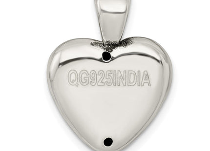 Sterling Silver Antiqued Heart Baby Foot Pendant (Style QC9512)
