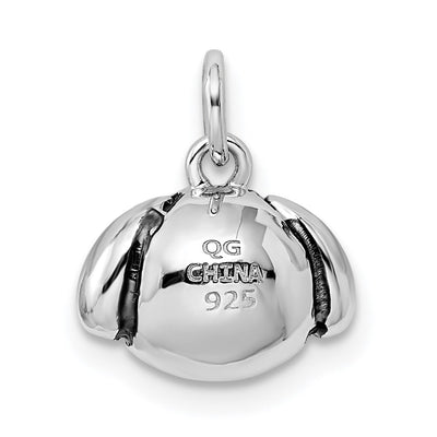 Sterling Silver Rhodium-plated Antiqued Dog Head Pendant