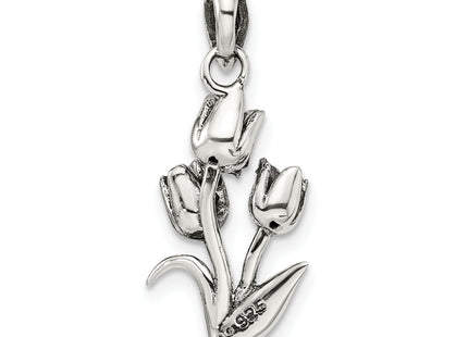 Sterling Silver Antiqued Tulip Pendant