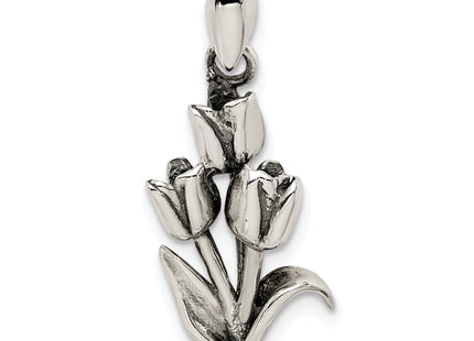 Sterling Silver Antiqued Tulip Pendant