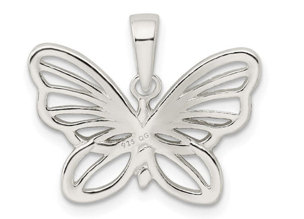 Sterling Silver Diamond-cut Butterfly Pendant (Style QC9539)