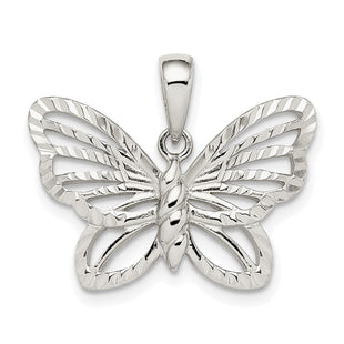 Sterling Silver Diamond-cut Butterfly Pendant (Style QC9539)