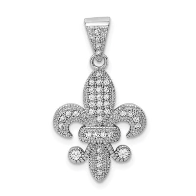 Sterling silver cubic zirconia fleur de lis pendant