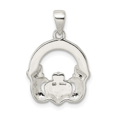 Sterling Silver Glitter Infused Claddagh Pendant
