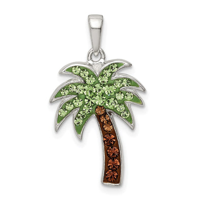 Sterling silver crystal tree pendant