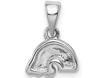 Sterling Silver RH-plated Polished & Enameled Rainbow Children's Pendant (Style QC9662)