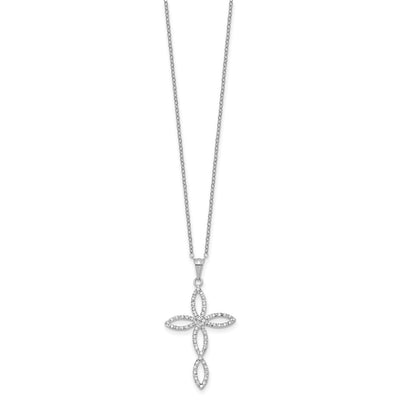 Diamond Fascination Diamond Mystique Sterling Silver Platinum-plated Diamond Cross Necklace
