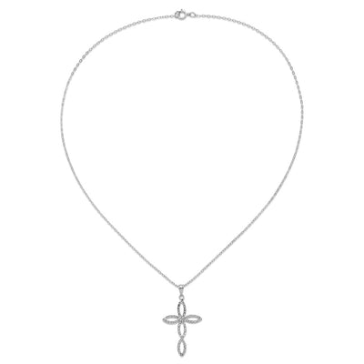 Diamond Fascination Diamond Mystique Sterling Silver Platinum-plated Diamond Cross Necklace