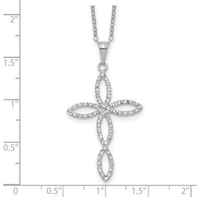 Diamond Fascination Diamond Mystique Sterling Silver Platinum-plated Diamond Cross Necklace