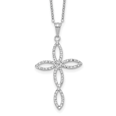 Diamond Fascination Diamond Mystique Sterling Silver Platinum-plated Diamond Cross Necklace