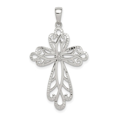 Sterling silver diamond cross pendant