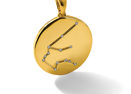 Sterling Silver Gold-plated & CZ Aquarius Zodiac Pendant