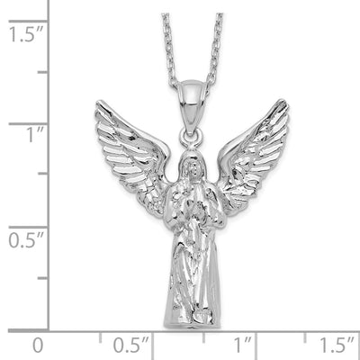 Sterling Silver Rhodium-plated Angel Ash Holder 18in Necklace, 18 x 23.7mm