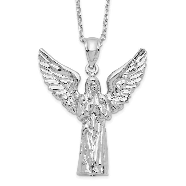 Sterling Silver Rhodium-plated Angel Ash Holder 18in Necklace, 18 x 23.7mm