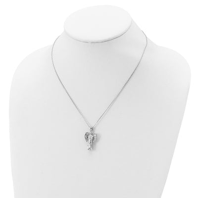 Sterling Silver Rhodium-plated Angel Ash Holder 18in Necklace, 18 x 17.7mm