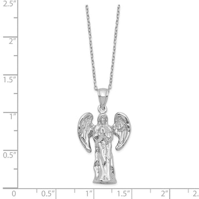 Sterling Silver Rhodium-plated Angel Ash Holder 18in Necklace, 18 x 17.7mm