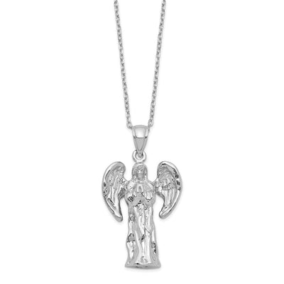 Sterling Silver Rhodium-plated Angel Ash Holder 18in Necklace, 18 x 17.7mm