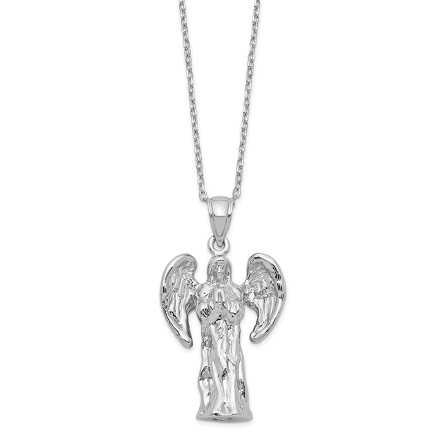 Sterling Silver Rhodium-plated Angel Ash Holder 18in Necklace, 18 x 17.7mm