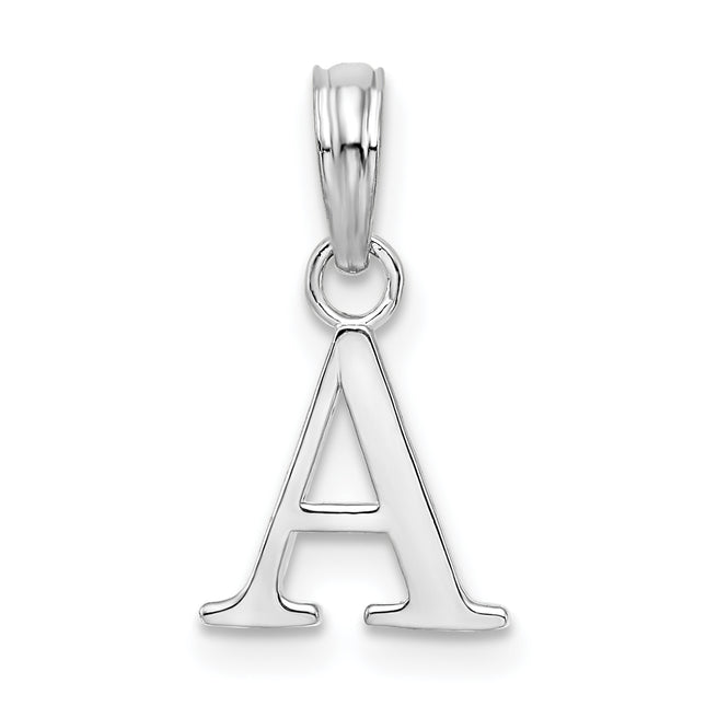 Sterling Silver Rhodium-plated Polished Block Initial -- Pendant