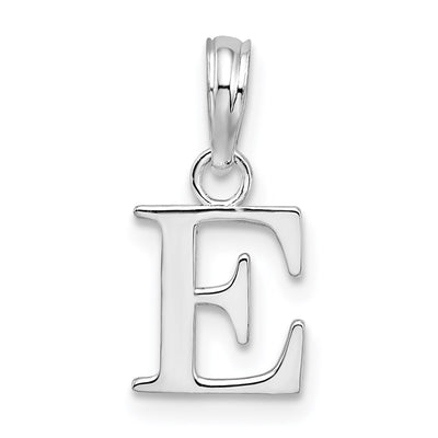 Sterling Silver Rhodium-Plated Polished Block Initial Pendant Necklace