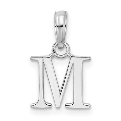 Sterling Silver Rhodium-Plated Polished Block Initial Pendant Necklace