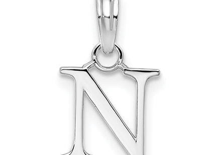 Sterling Silver Rhodium-plated Polished Block Initial -- Pendant