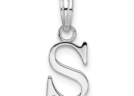 Sterling Silver Rhodium-plated Polished Block Initial -- Pendant