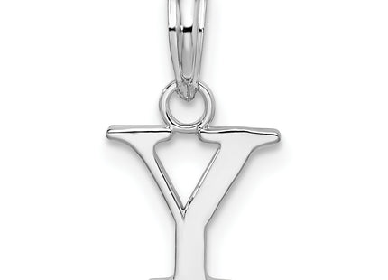Sterling Silver Rhodium-plated Polished Block Initial -- Pendant