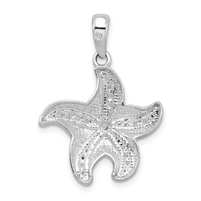 De-Ani Sterling Silver Rhodium-plated Polished Diamond-Cut Starfish Pendant