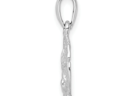 De-Ani Sterling Silver Rhodium-Plated Polished and Textured Sand Dollar Pendant, 21.54 x 13.03mm