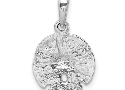 De-Ani Sterling Silver Rhodium-Plated Polished and Textured Sand Dollar Pendant, 21.54 x 13.03mm