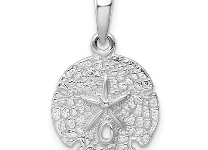 De-Ani Sterling Silver Rhodium-Plated Polished and Textured Sand Dollar Pendant, 21.54 x 13.03mm