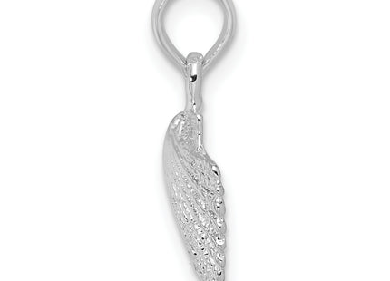 De-Ani Sterling Silver Rhodium-Plated Polished Scallop Shell Pendant, 19.4 x 11.74mm