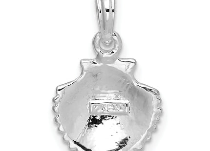 De-Ani Sterling Silver Rhodium-Plated Polished Scallop Shell Pendant, 19.4 x 11.74mm