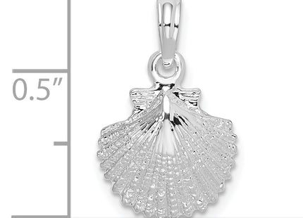 De-Ani Sterling Silver Rhodium-Plated Polished Scallop Shell Pendant, 19.4 x 11.74mm