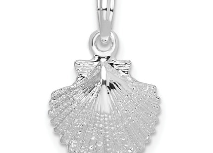 De-Ani Sterling Silver Rhodium-Plated Polished Scallop Shell Pendant, 19.4 x 11.74mm