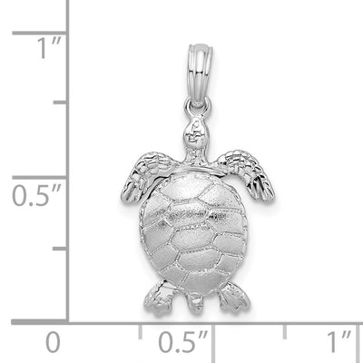 De-Ani Sterling Silver Rhodium-plated Polished 3D Moveable Sea Turtle Pendant