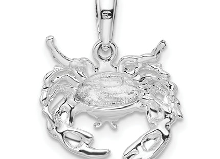 De-Ani Sterling Silver Rhodium-Plated Polished Stone Crab Pendant, 17 x 15mm
