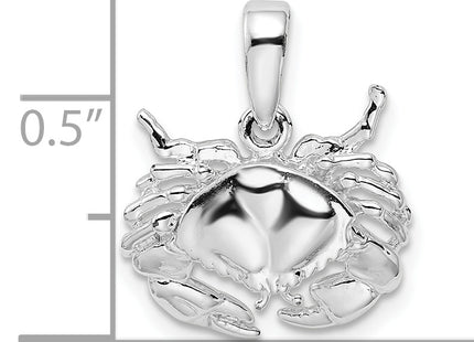 De-Ani Sterling Silver Rhodium-Plated Polished Stone Crab Pendant, 17 x 15mm