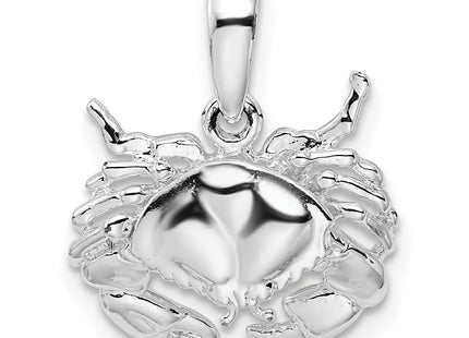 De-Ani Sterling Silver Rhodium-Plated Polished Stone Crab Pendant, 17 x 15mm