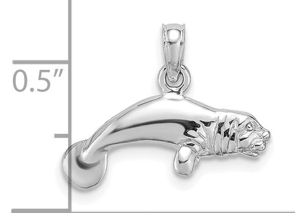 De-Ani Sterling Silver Rhodium-Plated Polished 3D Manatee Pendant