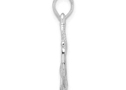 De-Ani Sterling Silver Rhodium-Plated Polished and Textured 3D Anchor with Rope Pendant