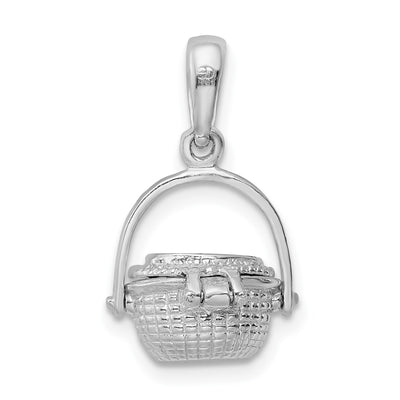 De-Ani Sterling Silver Rhodium-Plated 3D Moveable Nantucket Basket Pendant