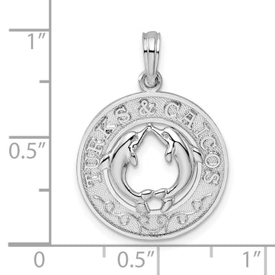 De-Ani Sterling Silver Rhodium-Plated Textured Turks and Caicos Dolphins Pendant