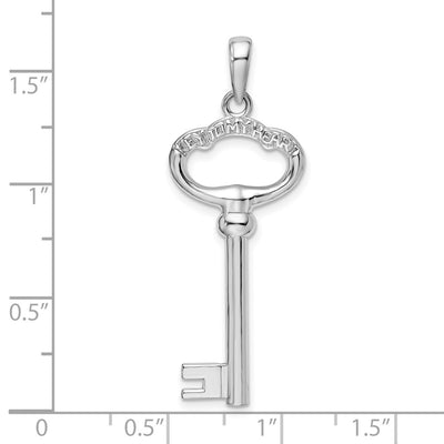 De-Ani Sterling Silver Rhodium-Plated 3D Key to My Heart Key Pendant
