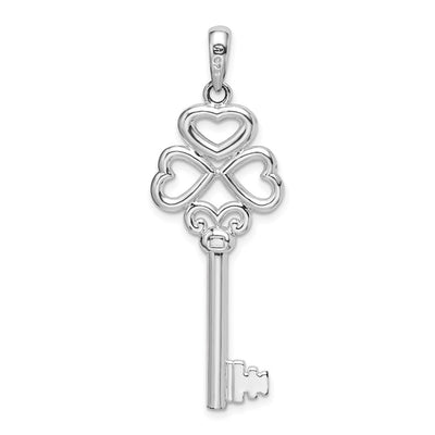 De-Ani Sterling Silver Rhodium-Plated 3D Key to My Heart Heart Top Key Pendant