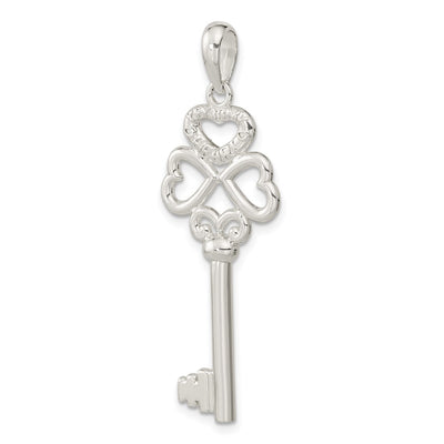 De-Ani Sterling Silver Rhodium-Plated 3D Key to My Heart Heart Top Key Pendant